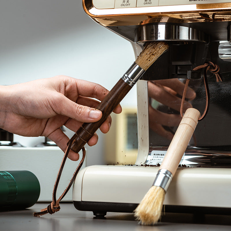 Wooden Coffee Cleaning Brush with Natural Bristles